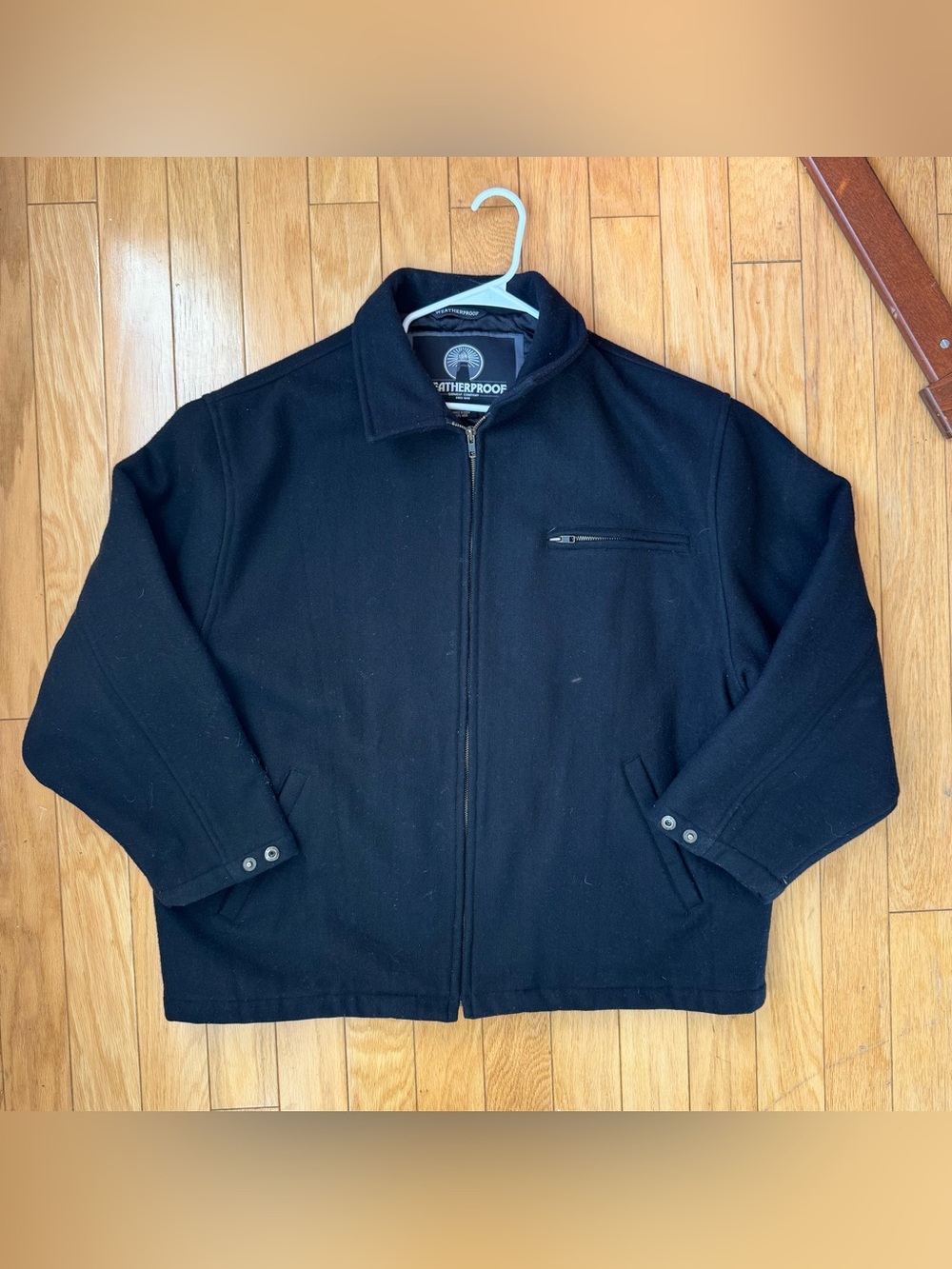Vintage 90s Black Wool Boxy Workwear Jacket XL | Minimalist Menswear